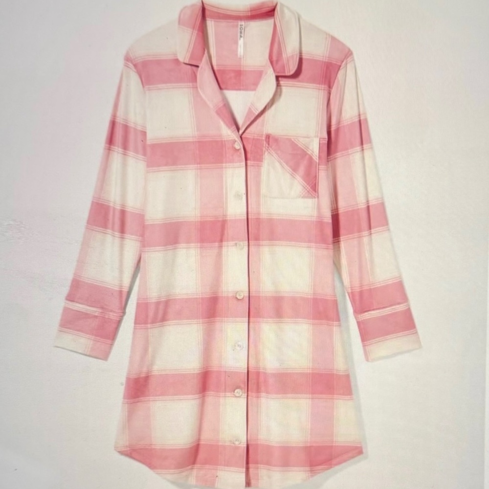 Soma Microfleece Long-Sleeve Notch Collar Sleepshirt / Large/ NWT - Picture 4 of 4